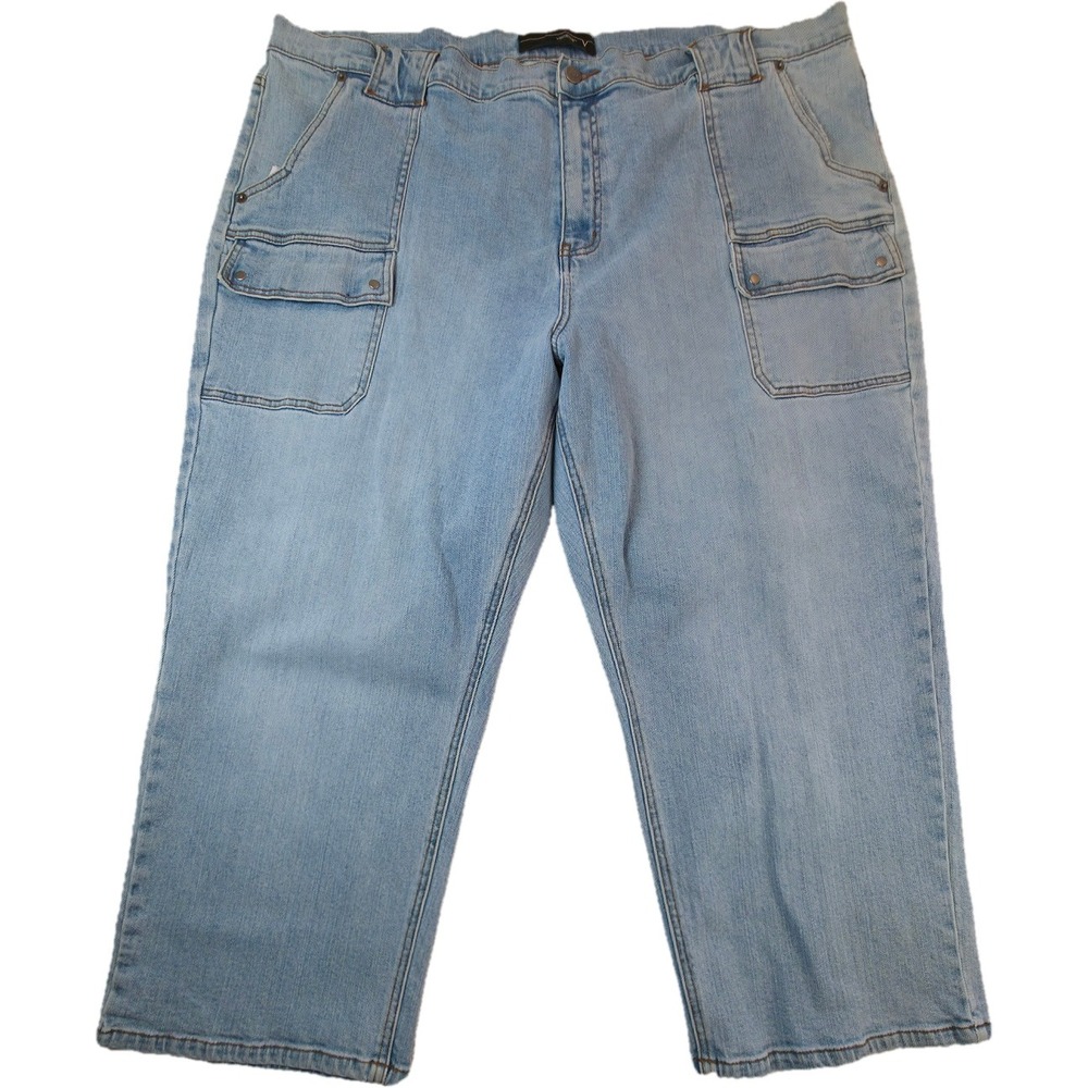 Venezia Jeans Womens 28 Blue Cargo Denim Capri Pants Excellent